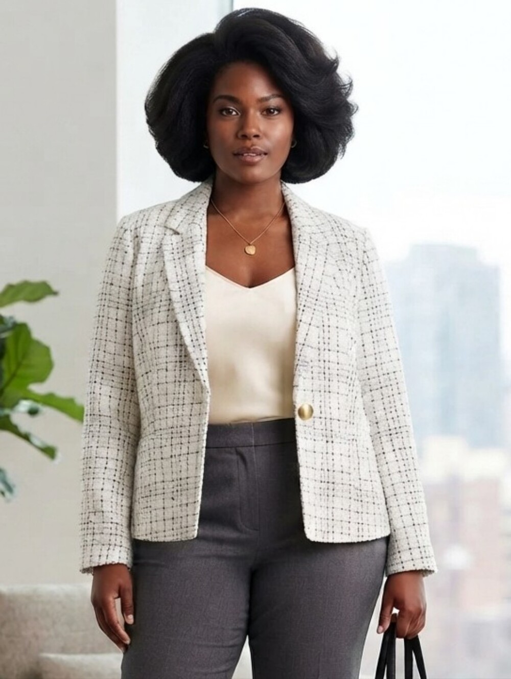 Draper James RSVP Boucle Blazer White Multi Plaid Metallic Sz XXL NWT